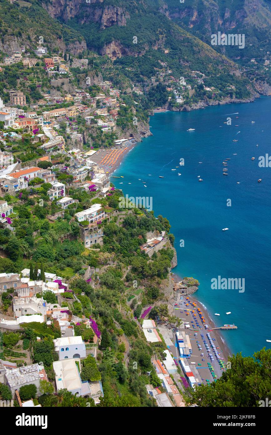 Typical cliff houses in Positano, Amalfi coast, Unesco World Heritage site, Campania, Italy, Mediterranean sea, Europe Stock Photo