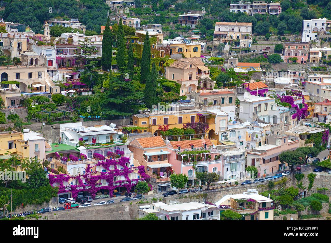Typical cliff houses in Positano, Amalfi coast, Unesco World Heritage site, Campania, Italy, Mediterranean sea, Europe Stock Photo