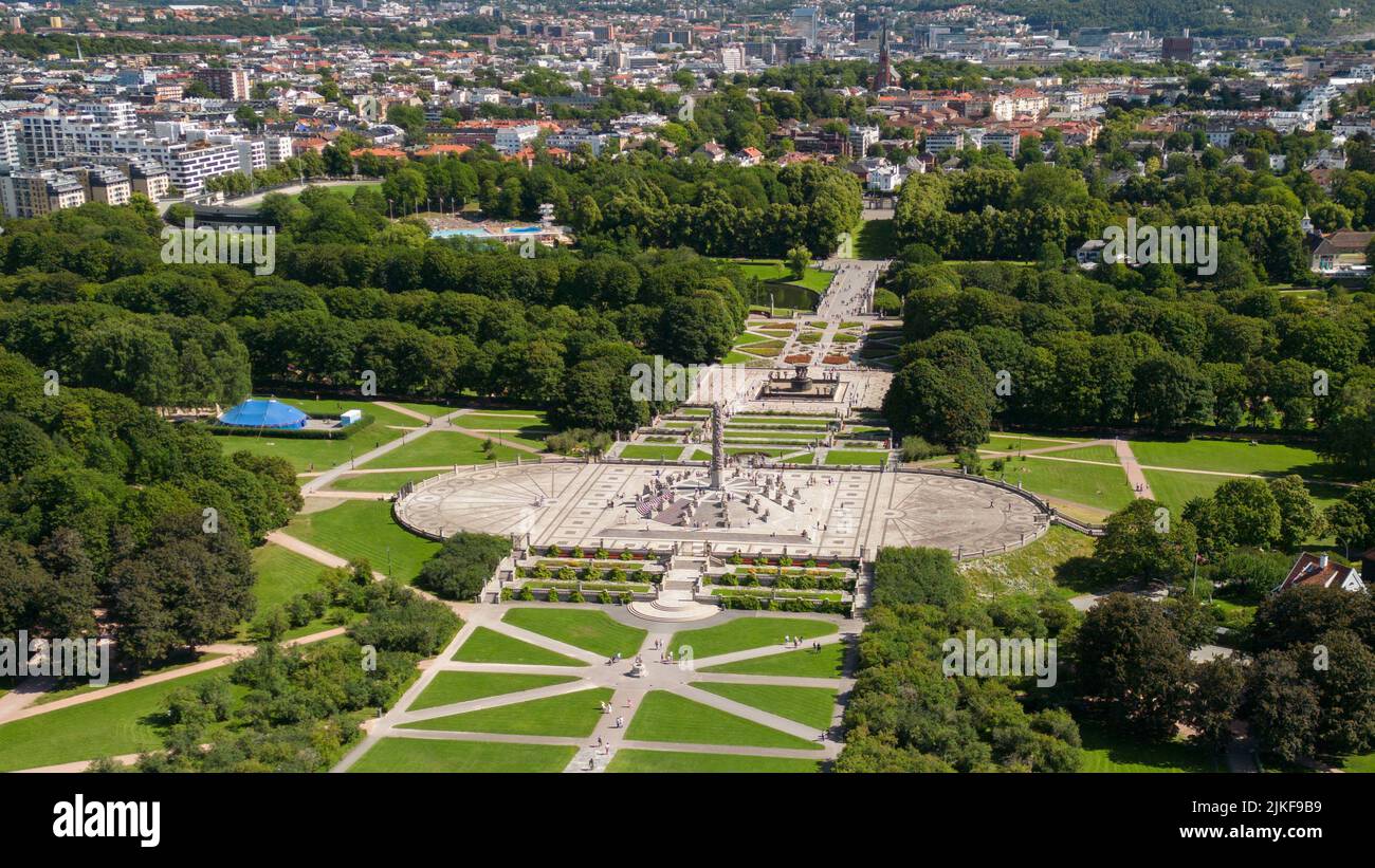 Oslo 20220727.Drone photo of Vigelandsparken in Oslo. Photo: Tor Erik Schrøder / NTB Stock Photo
