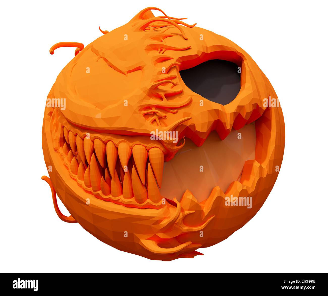 3d rendering of Halloween pumpkin with evil face, minimal Halloween ...