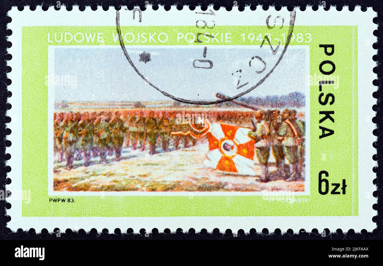 POLAND CIRCA 1983 A stamp printed in Poland shows Defence led by