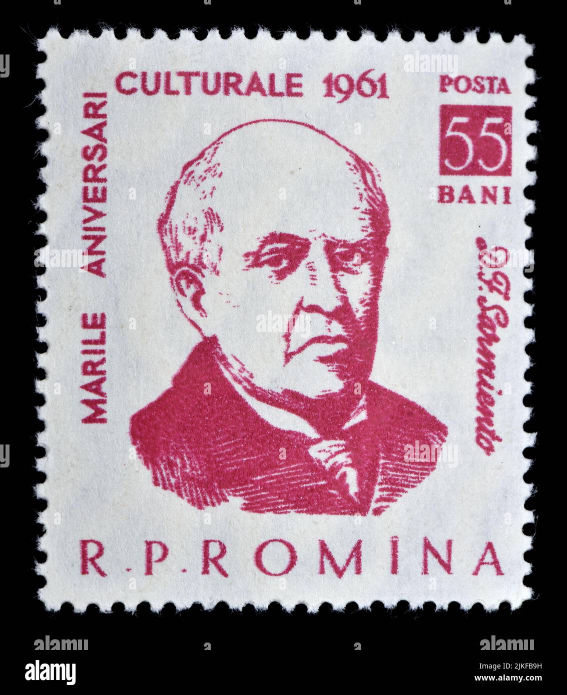 Romanian postage stamp (1961) : Domingo Sarmiento (1811-1888), Argentinian Writer Stock Photo