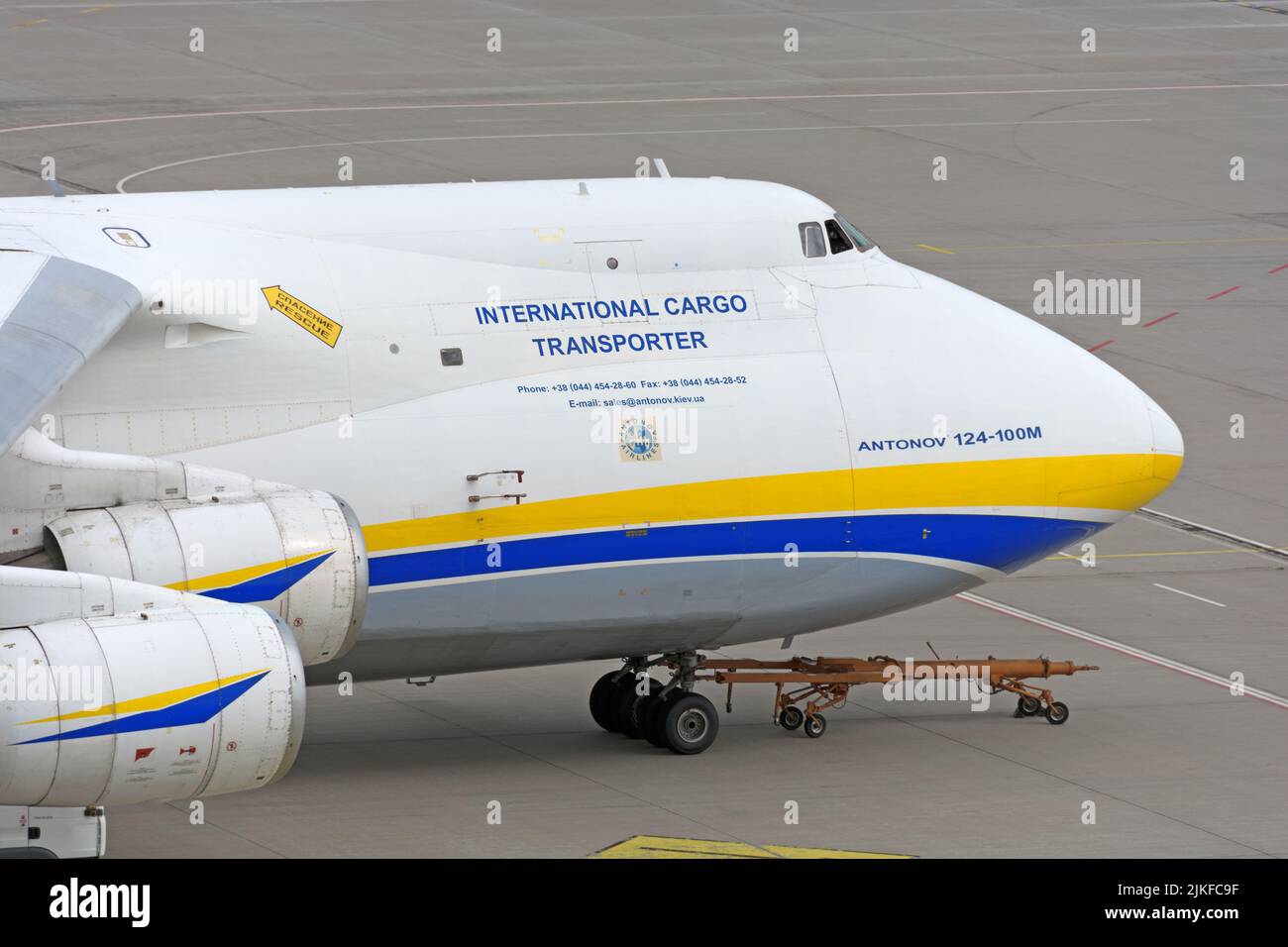 Germany, August 2, 2022: Ukrainian Antonov 124 at Leipzig Airport Stock Photo