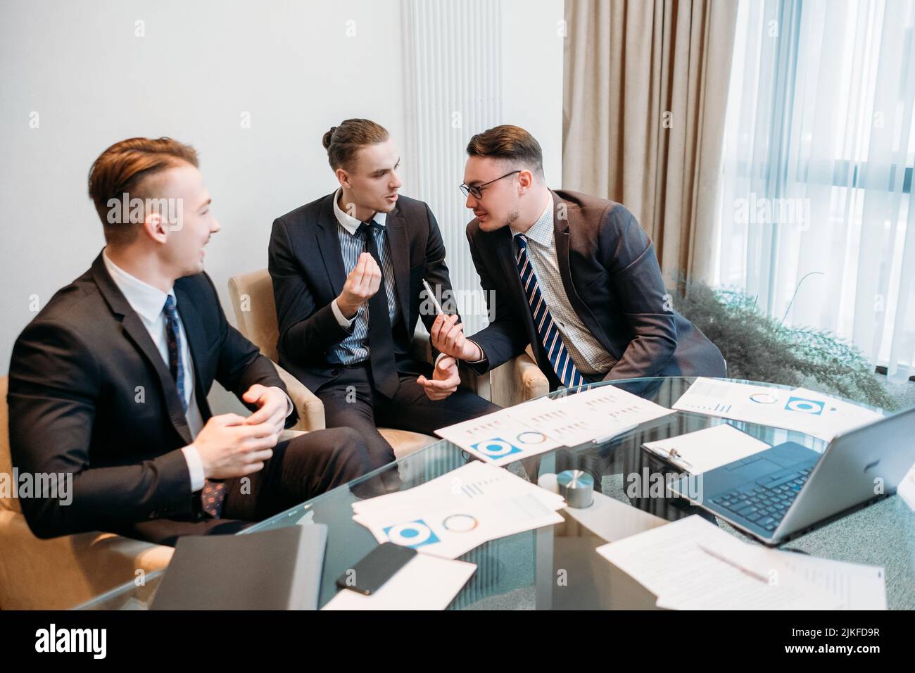 manager meeting business men information analysis Stock Photo