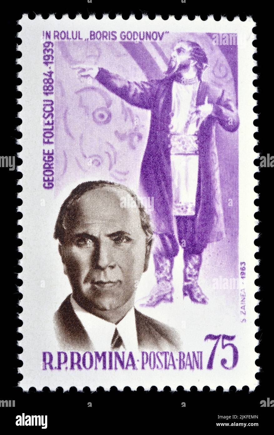 Romanian postage stamp (1963) : George Folescu (Romanian opera singer) as Boris Godunov Stock Photo