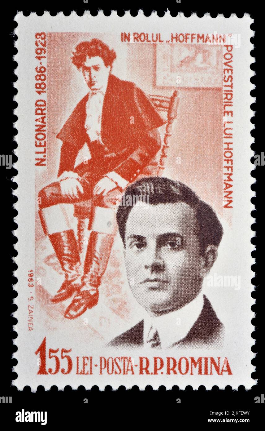 Romanian postage stamp (1963) : Nicolae Leonard (Romanian opera singer) in Tales of Hoffman Stock Photo