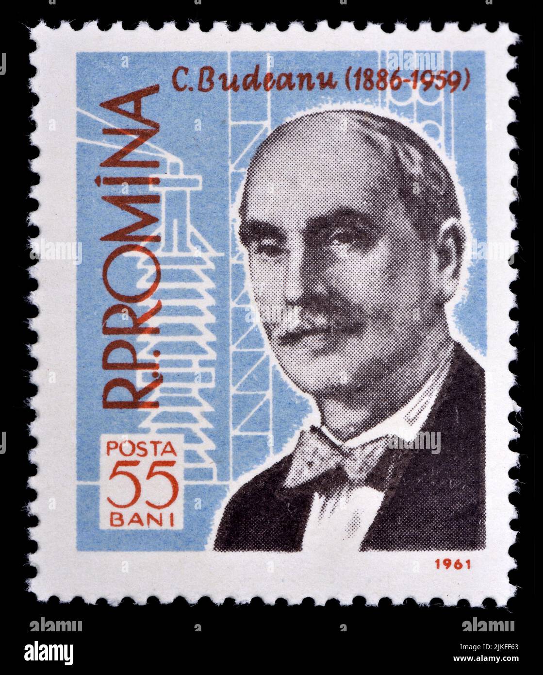 Romanian postage stamp (1961) : Constantin Budeanu (1886 – 1959) Romanian electrical engineer Stock Photo