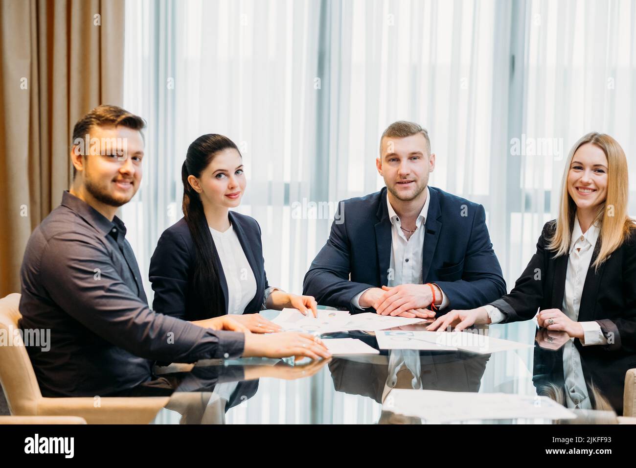 successful team business men women workspace Stock Photo - Alamy