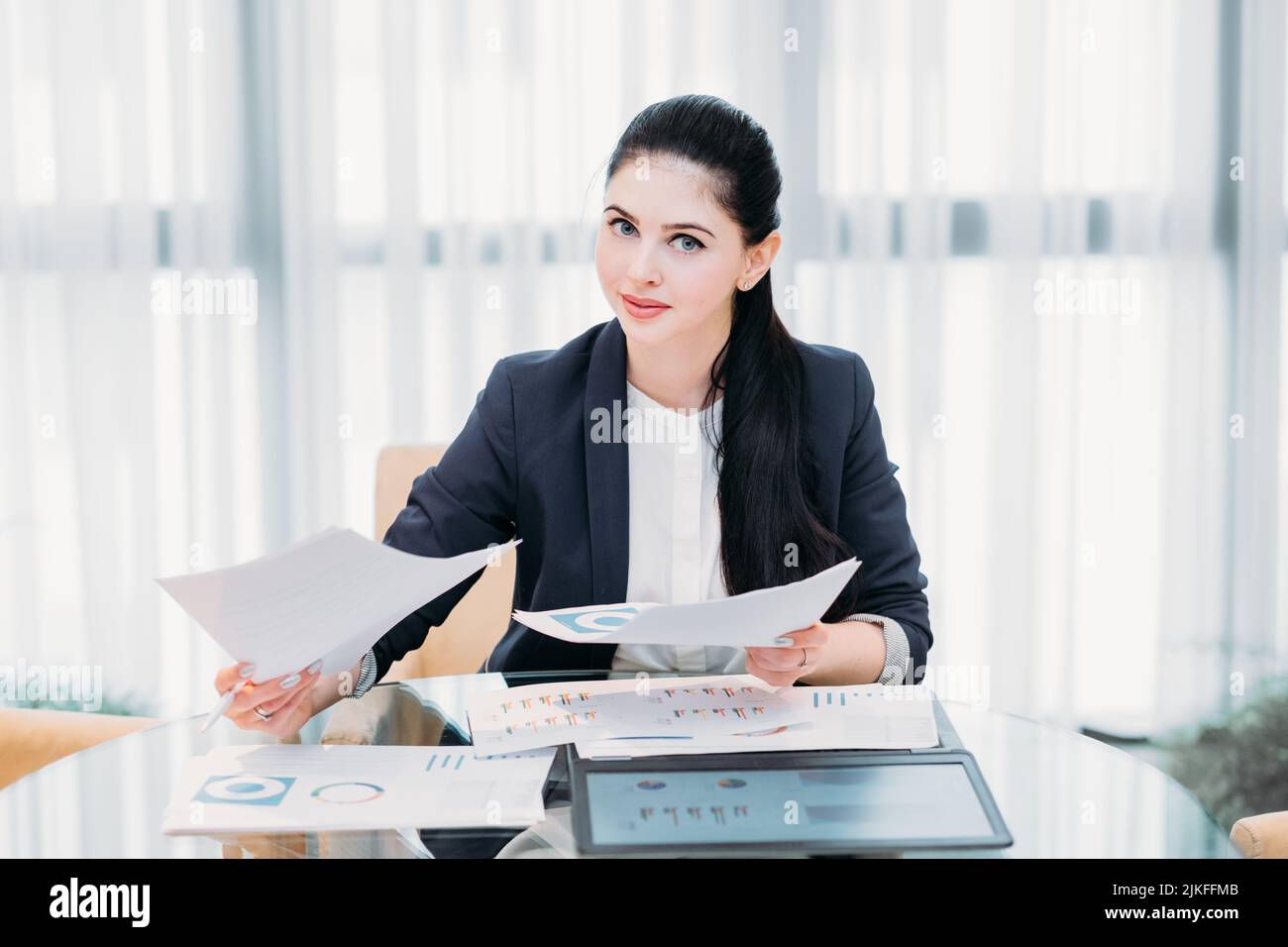 business lady work manager documents office Stock Photo