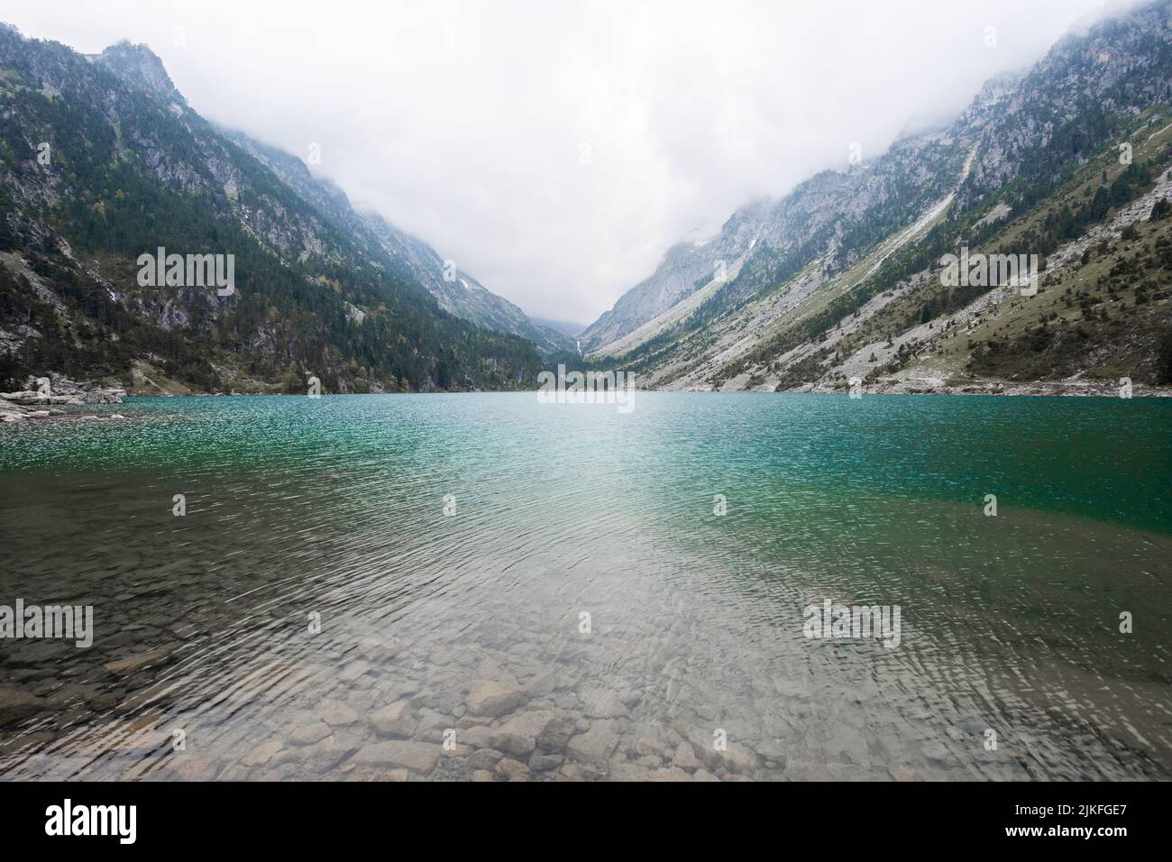 Panorama of Lac de Gaube in France Stock Photo