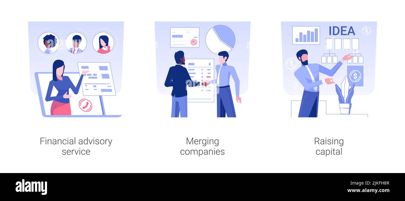 Investment bank isolated concept vector illustration set. Financial