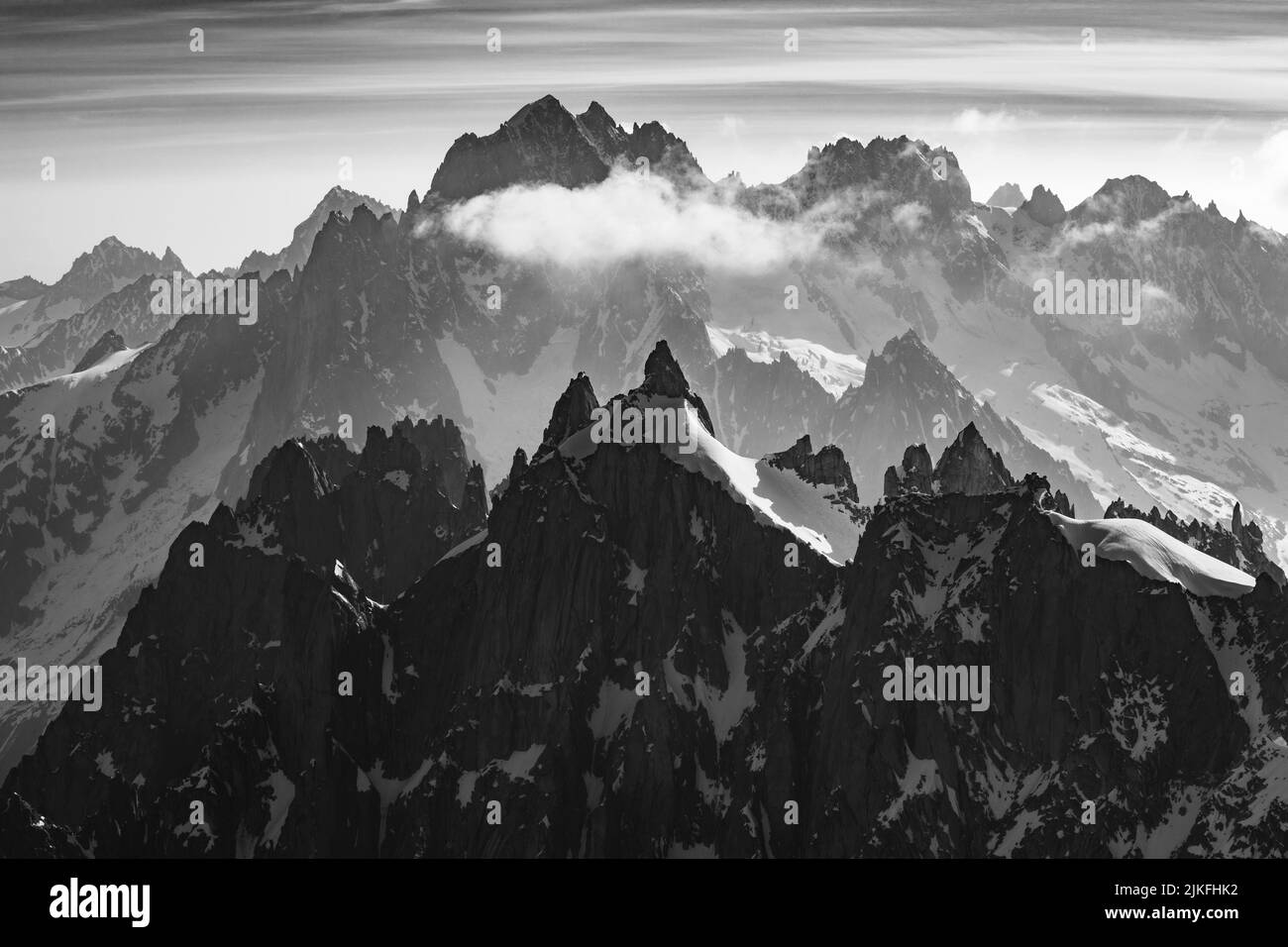 Mont Blanc aerial view from the top of Aiguille du Midi, France Stock Photo