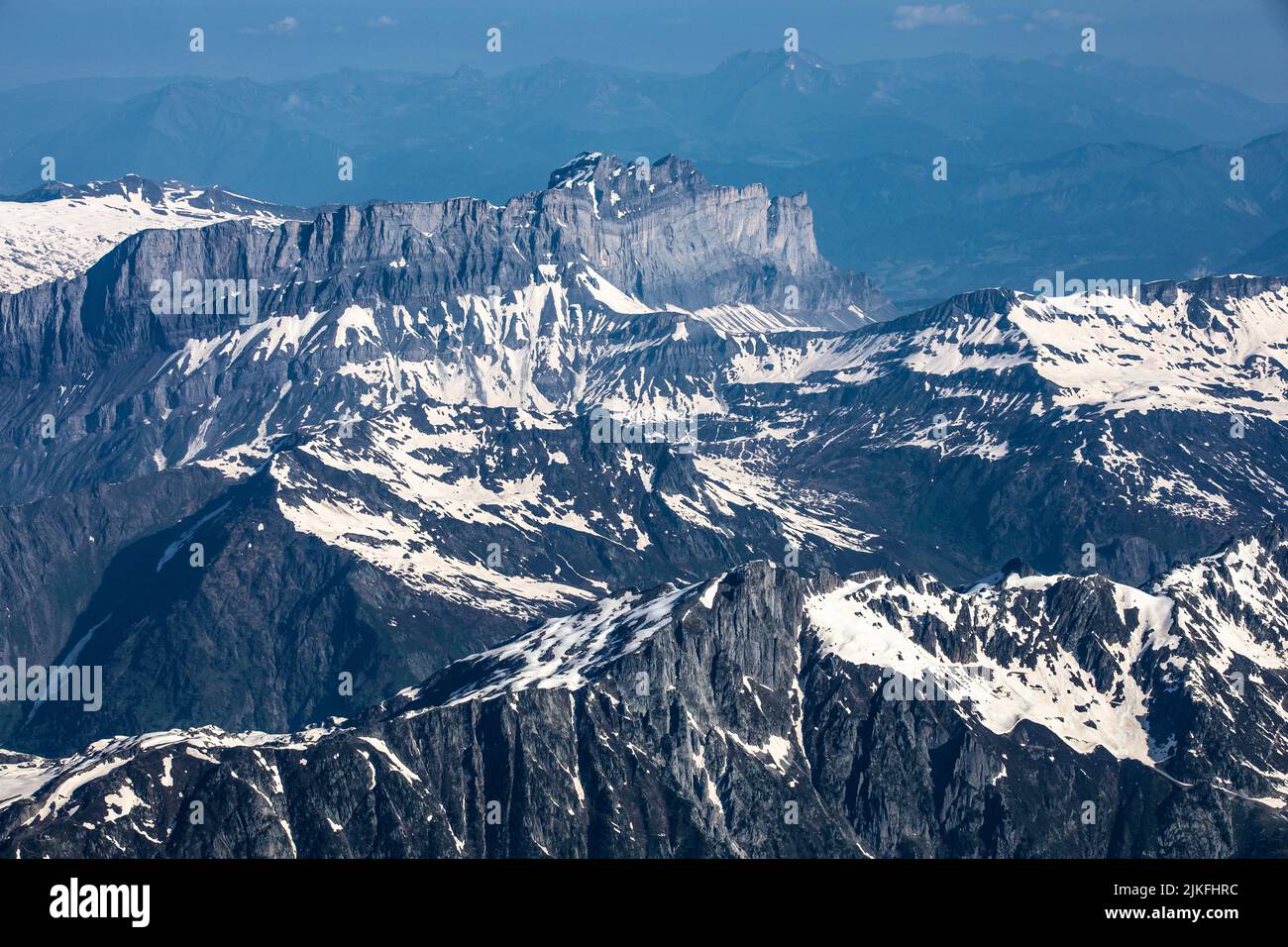 Mont Blanc aerial view from the top of Aiguille du Midi, France Stock ...