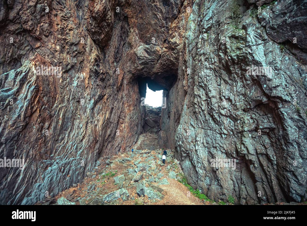 Torghatten cave or hole set into the mountain, Brønnøysund, Norway Stock Photo