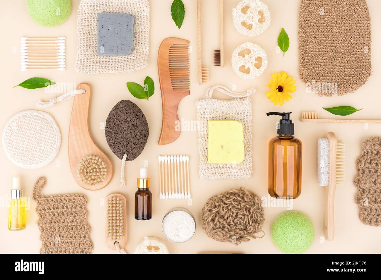 Natural bath accessories bundle, skincare and selfcare products for