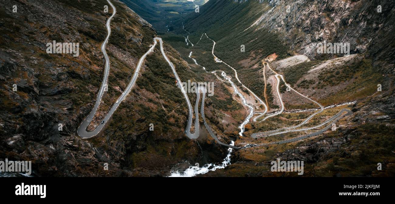 Trollstigen mountain road panorama in Andalsnes Norway Stock Photo