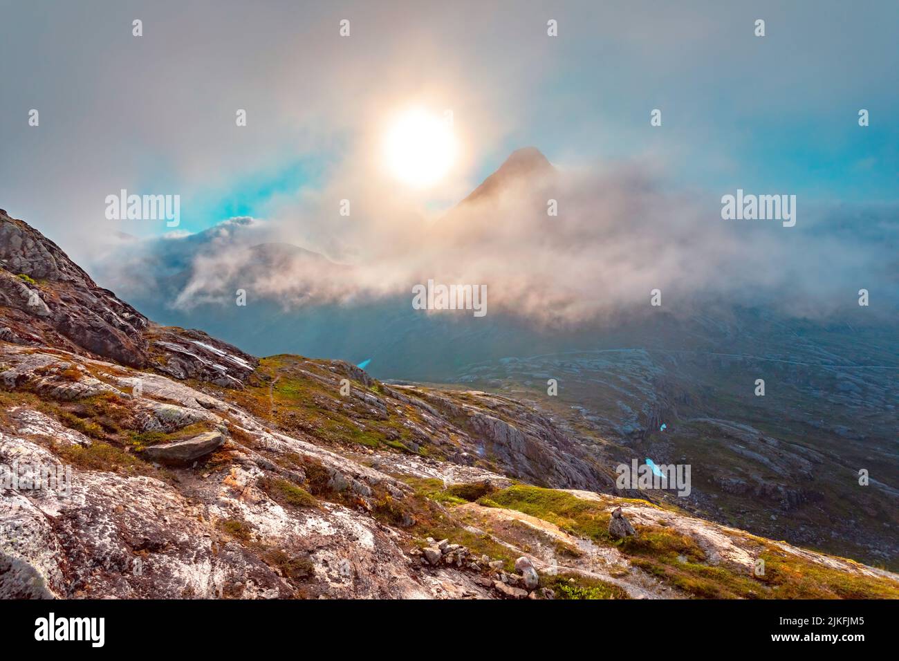 Mountains range landscape on Slettvikane in Valldal near Trollstigen, Åndalsnes, Norway Stock Photo