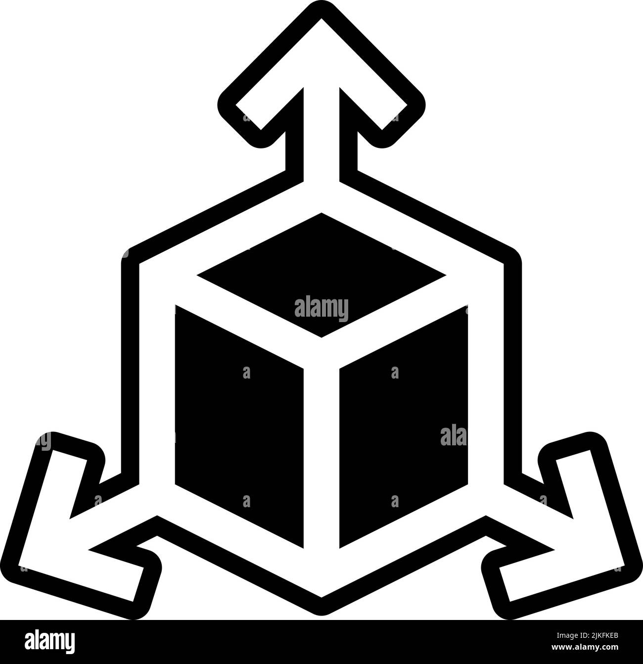 d icon black vector illustration. Stock Vector