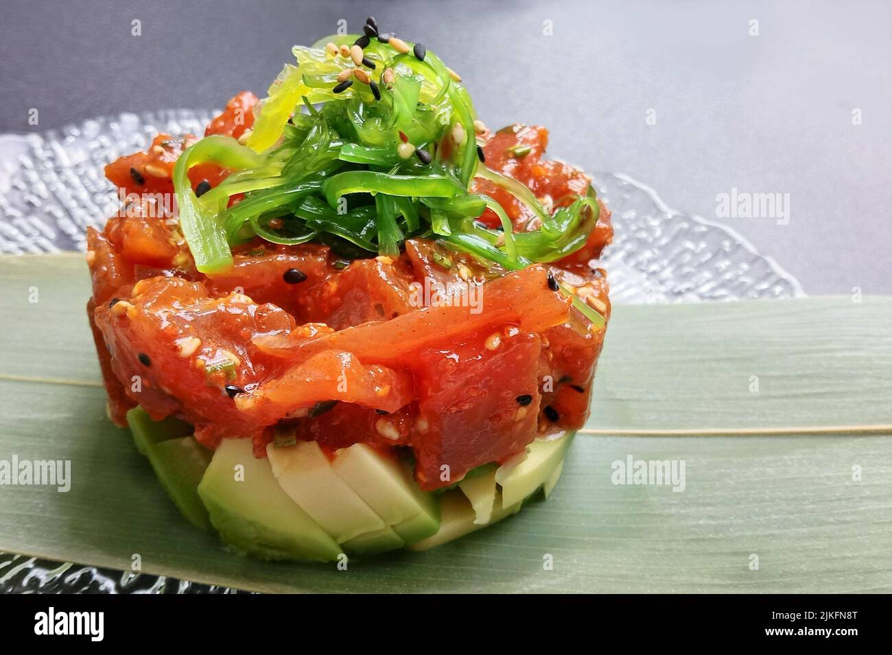 Tuna tartare on the plate Japanese food. close up photo Stock Photo Alamy