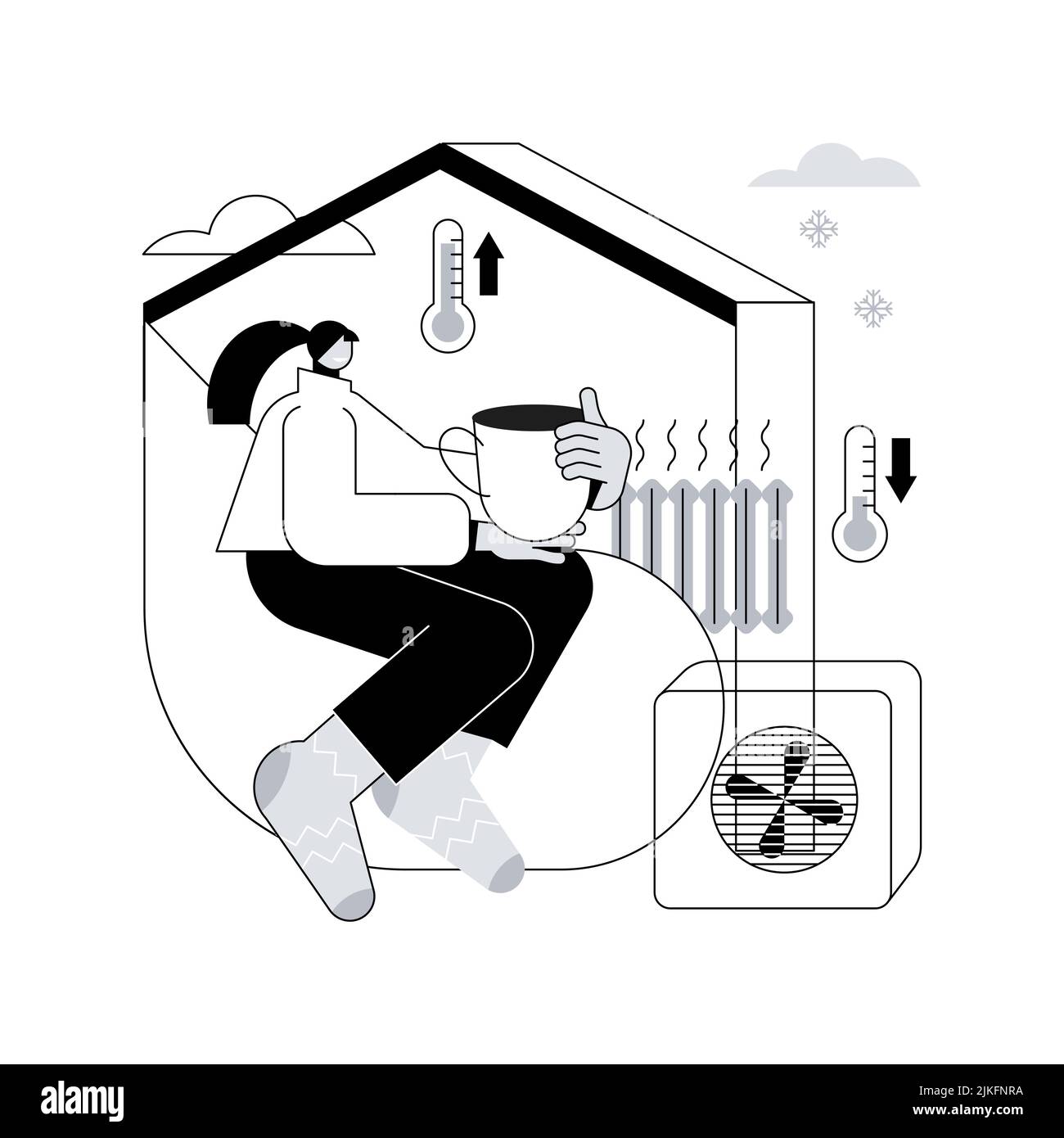 Home heating technologies abstract concept vector illustration. Smart