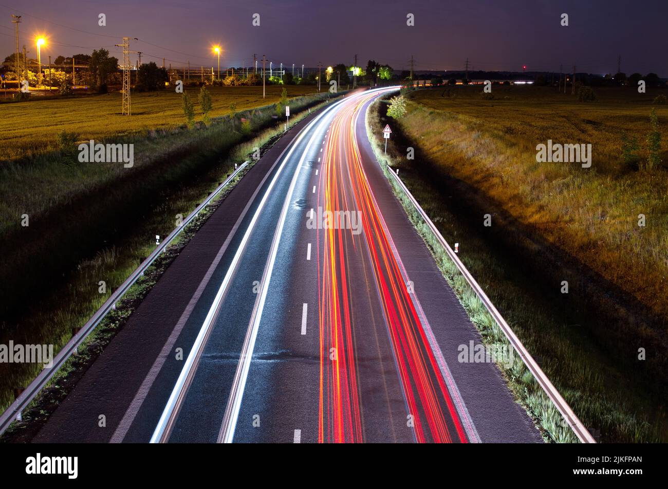 Night road with lights stripes from cars Stock Photo Alamy