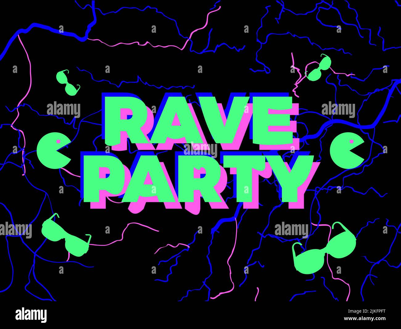 Rave psychedelic, acid trip. Rave party energy, text with energy