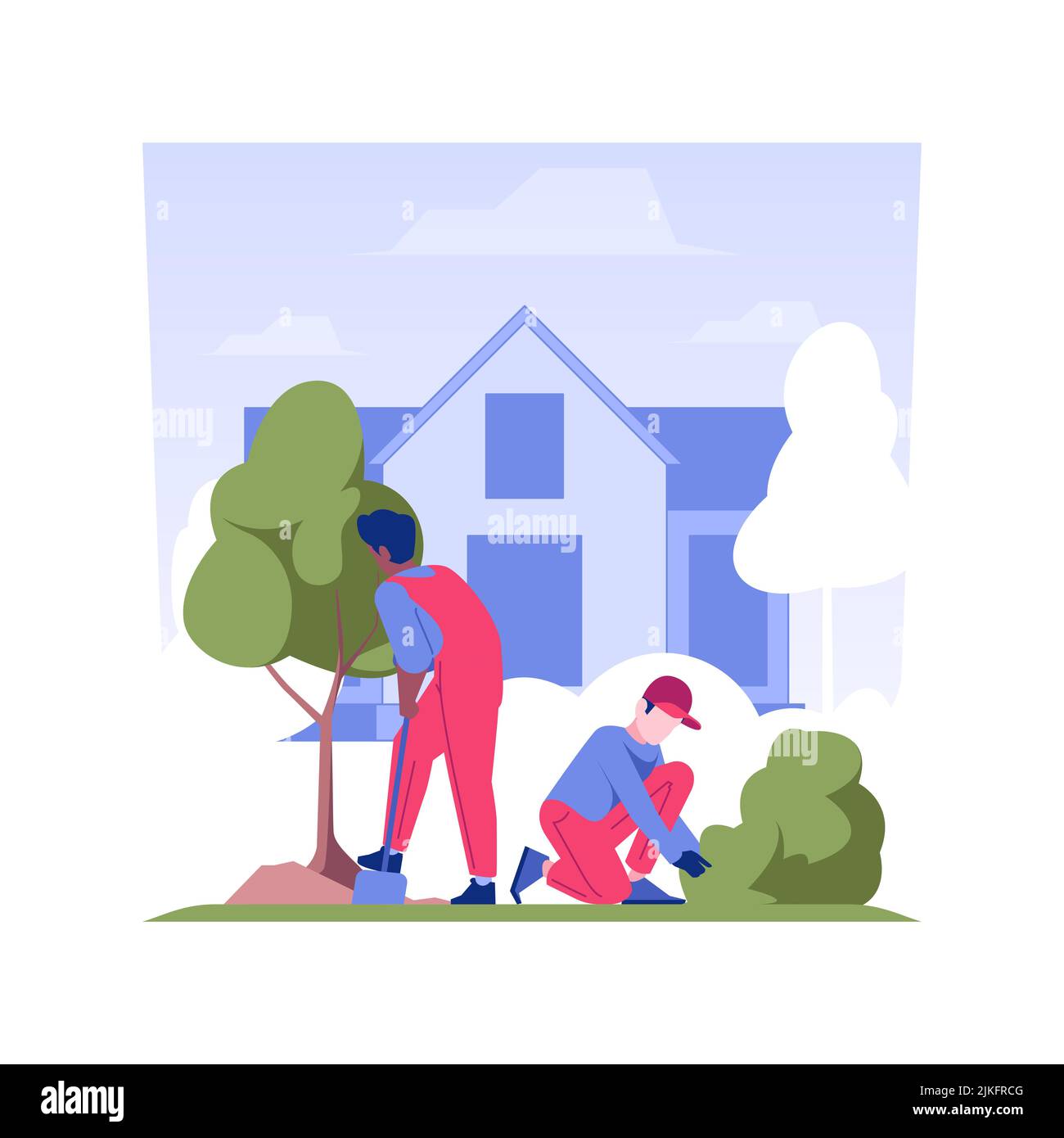 Planting trees isolated concept vector illustration. Group of