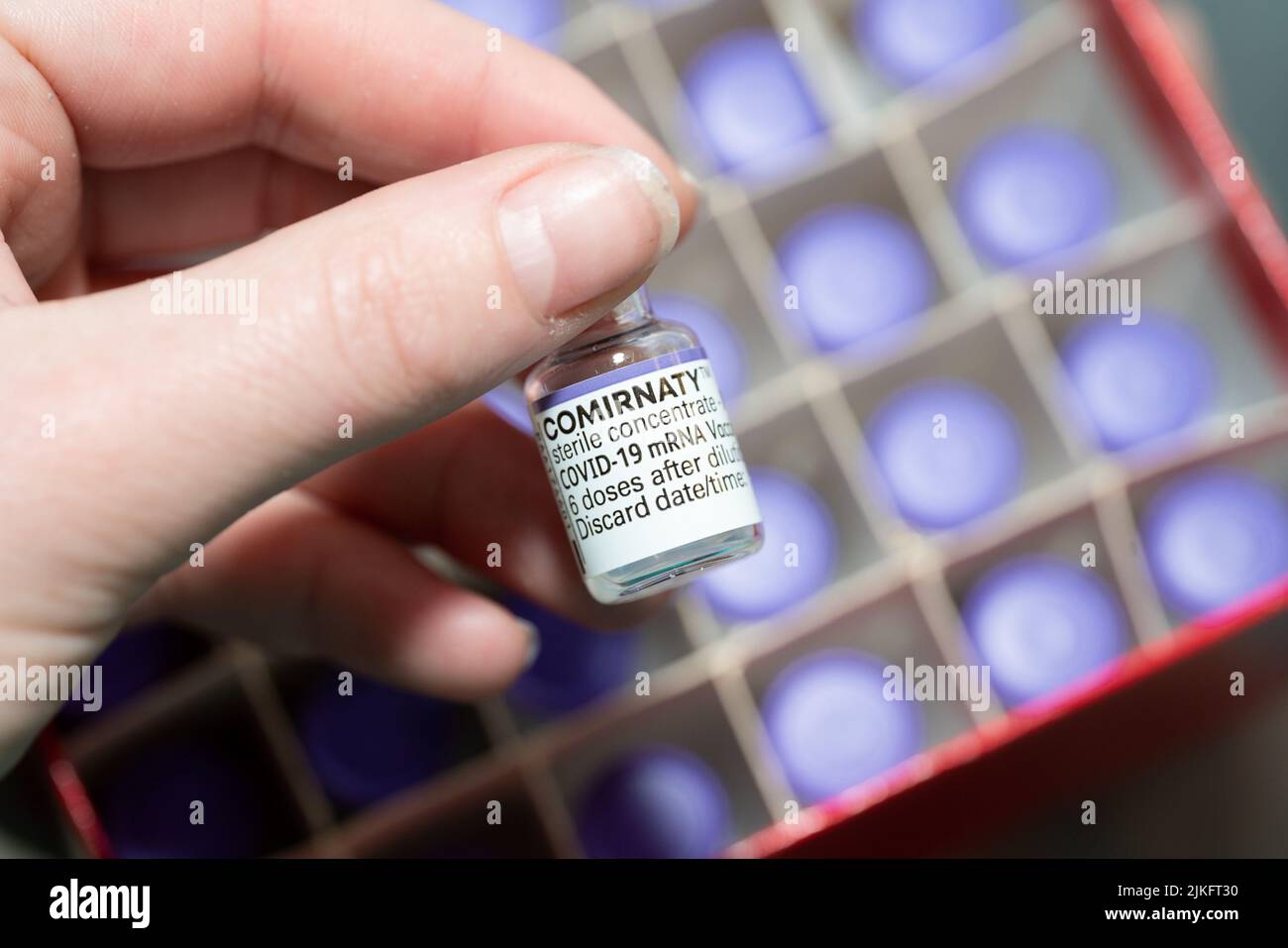 Covid 19 vaccine for seniors in a vaccination center, France Stock Photo