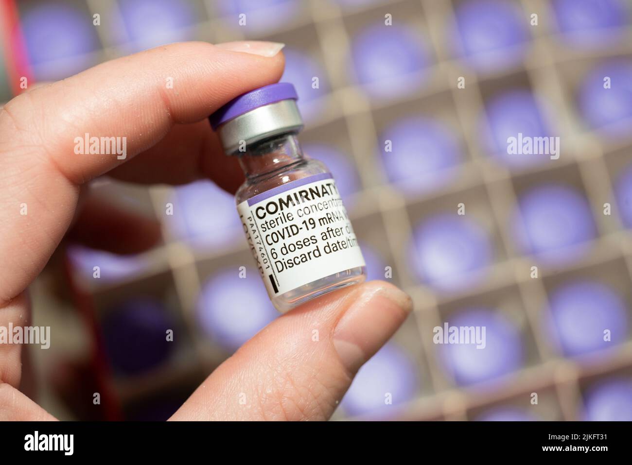 Covid 19 vaccine for seniors in a vaccination center, France Stock Photo