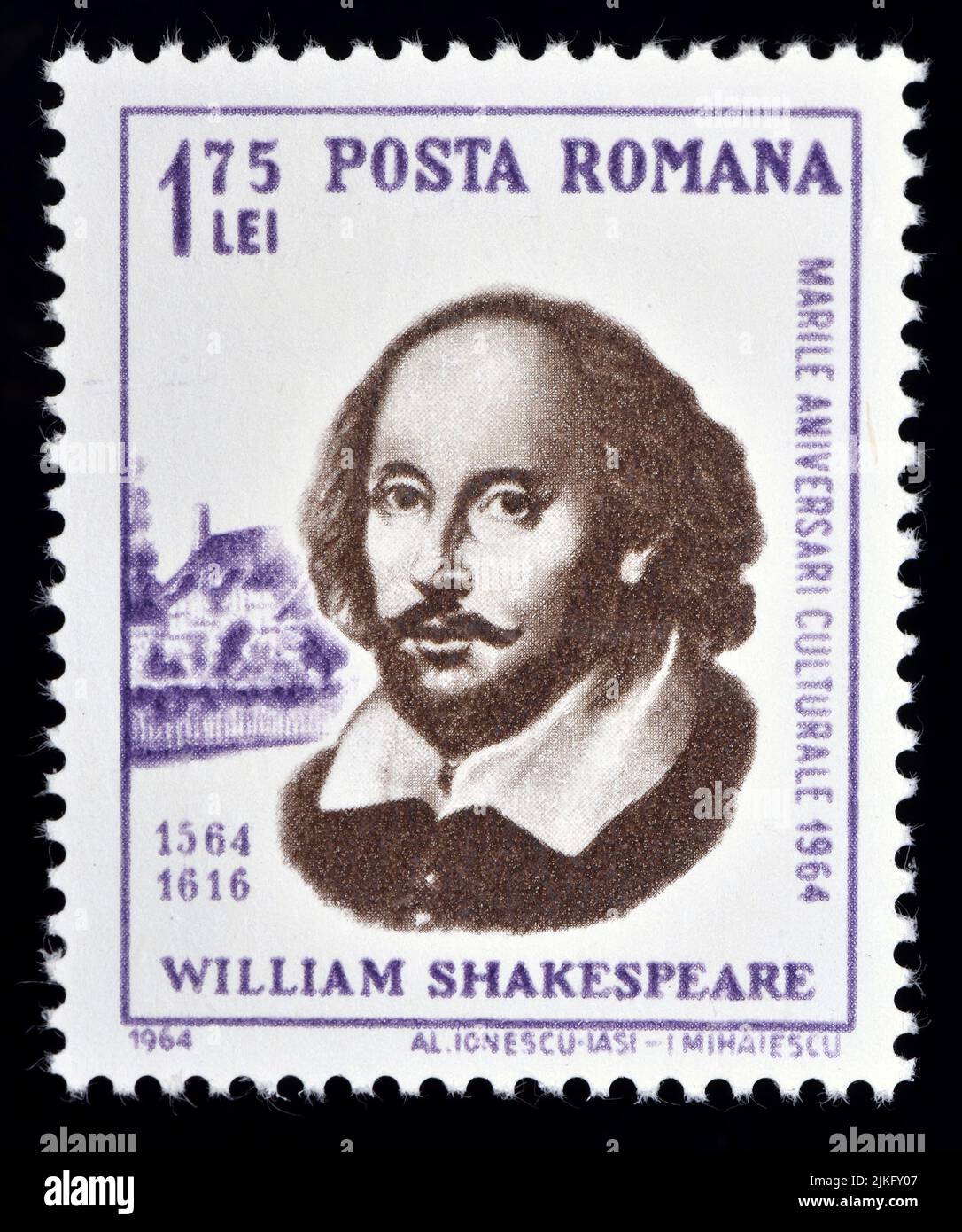 Romanian postage stamp (1964) : William Shakespeare (1564-1616), English Playwright Stock Photo