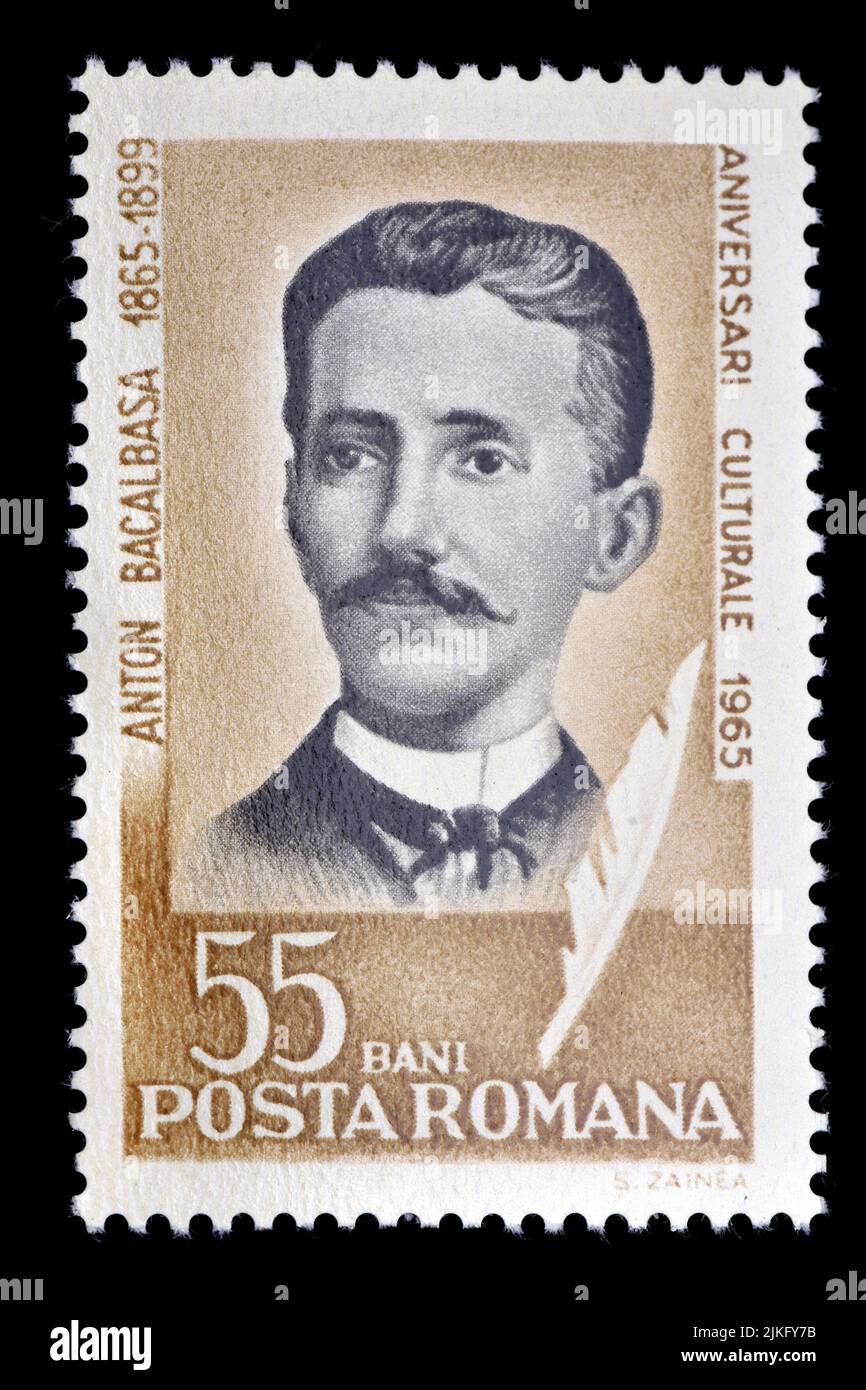 Romanian postage stamp (1965) : Anton Bacalbasa (1865-1899) writer Stock Photo