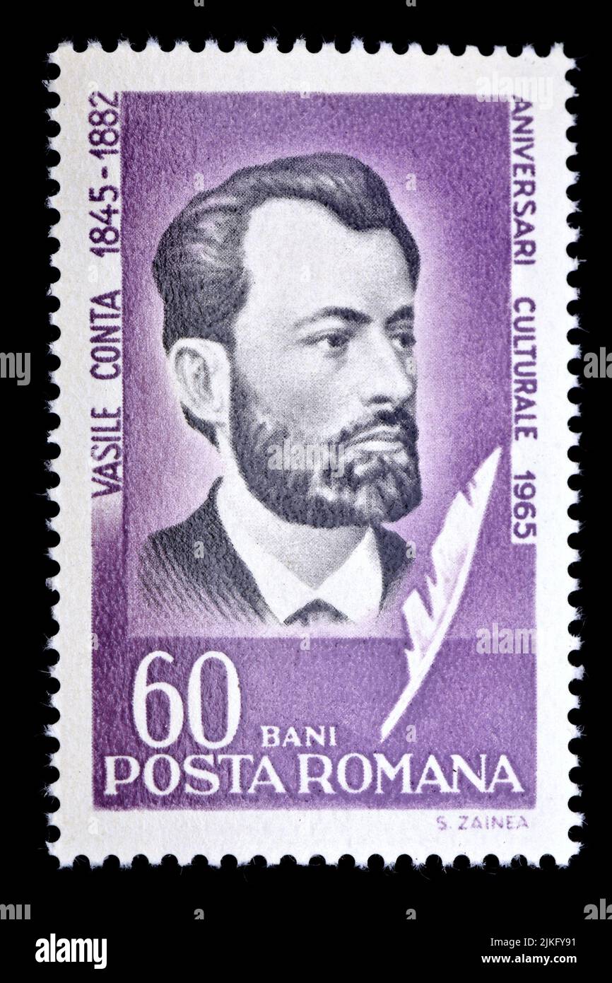 Romanian postage stamp (1965) : Vasile Conta (1845-1882) philosopher Stock Photo