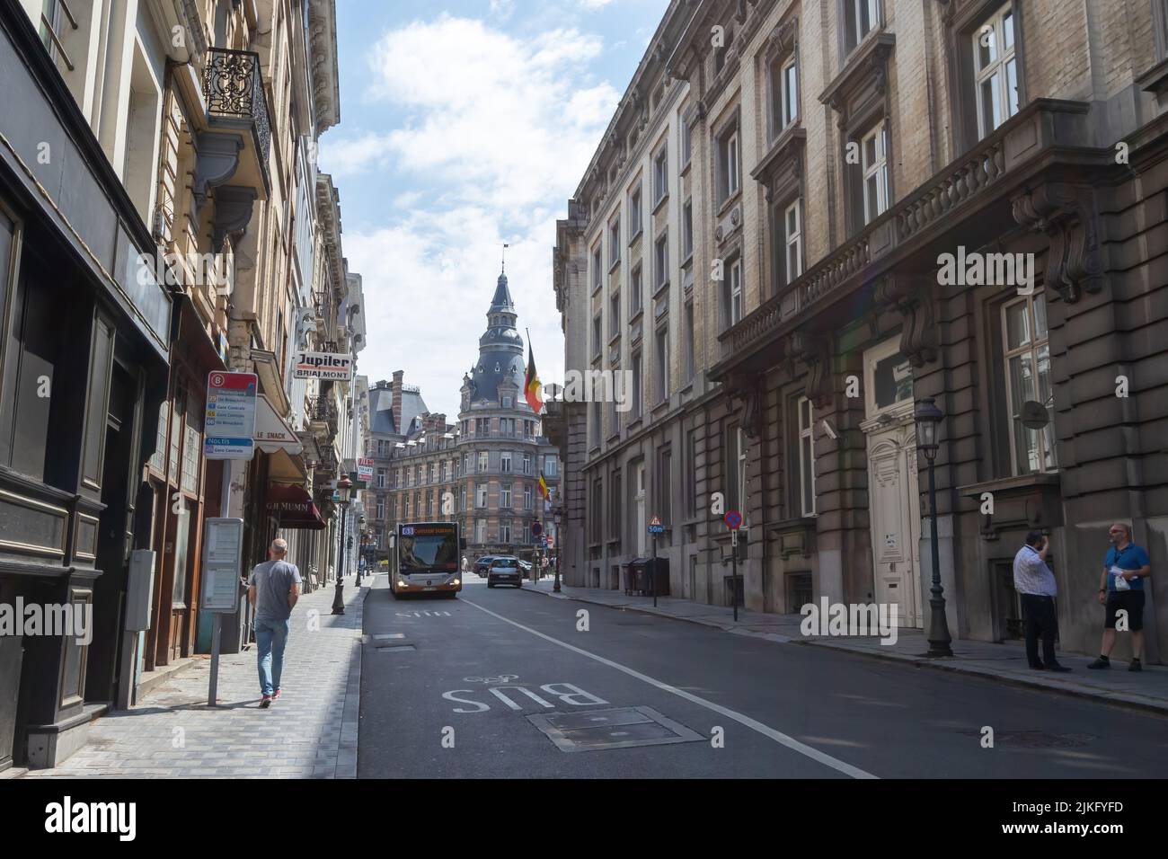 Brussels, Belgium - July 13, 2018: Rue Royale (Royal Street) Stock Photo