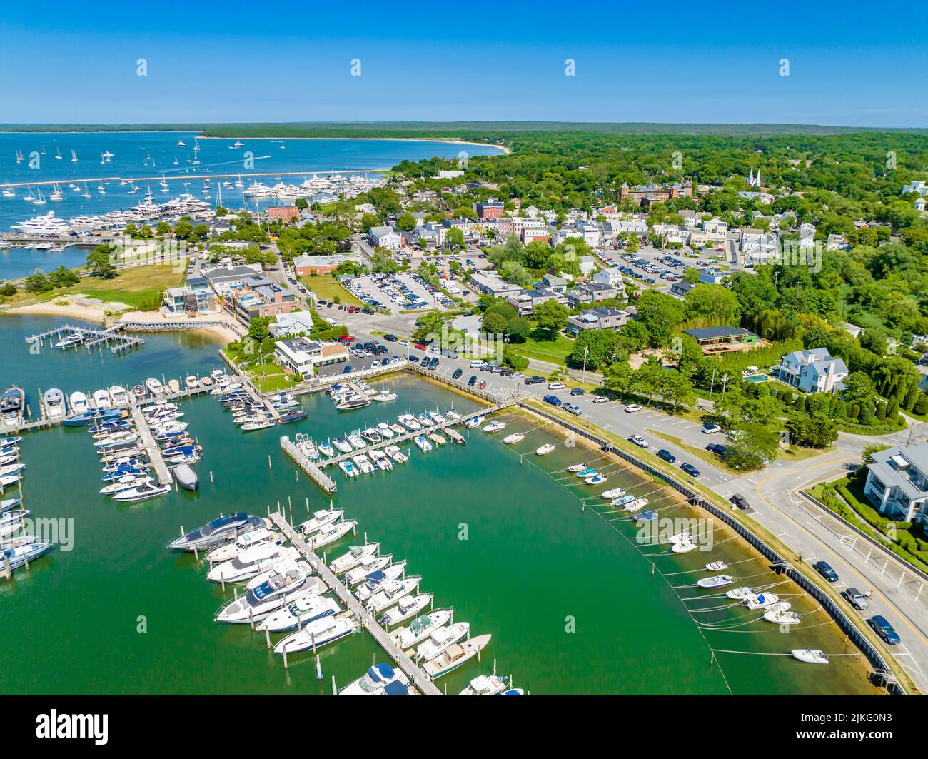 Aerial view of Sag Harbor Village Stock Photo