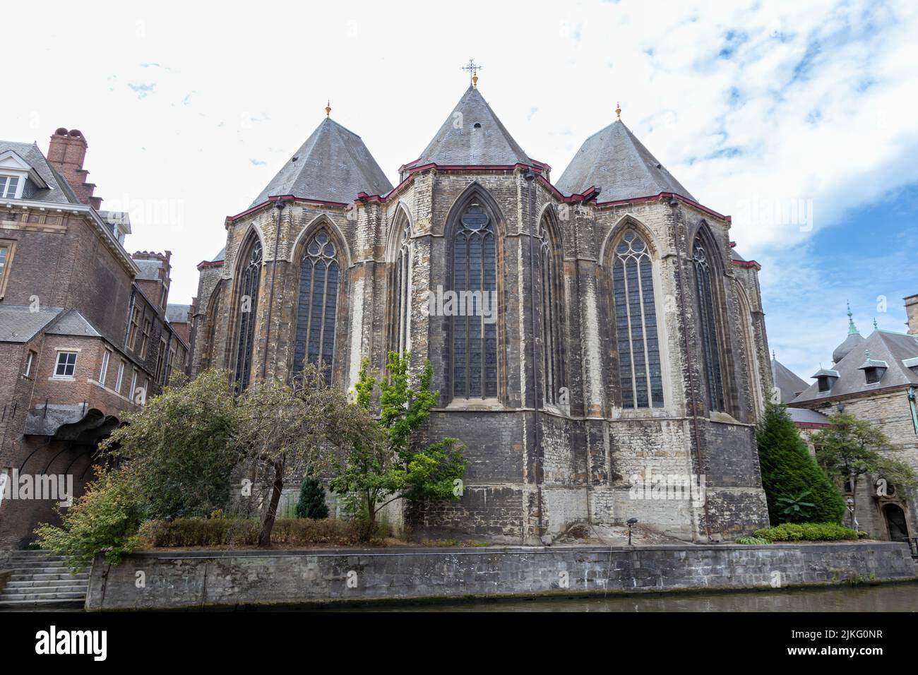Saint Michael's Church, a view from the Leie River, Ghent, Belgium Stock Photo