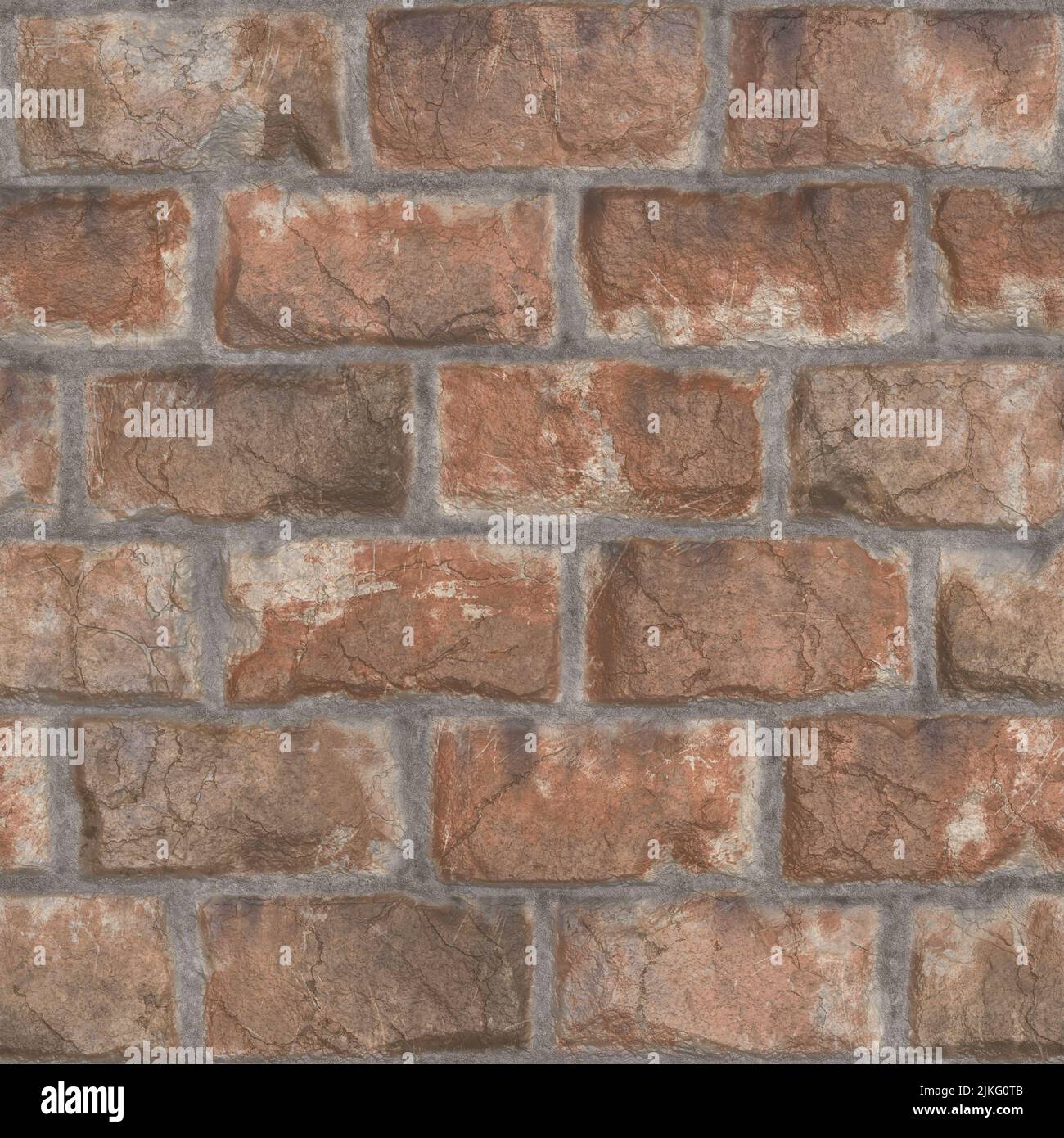 3D Realistic vintage red brick wall rendered seamless texture ...