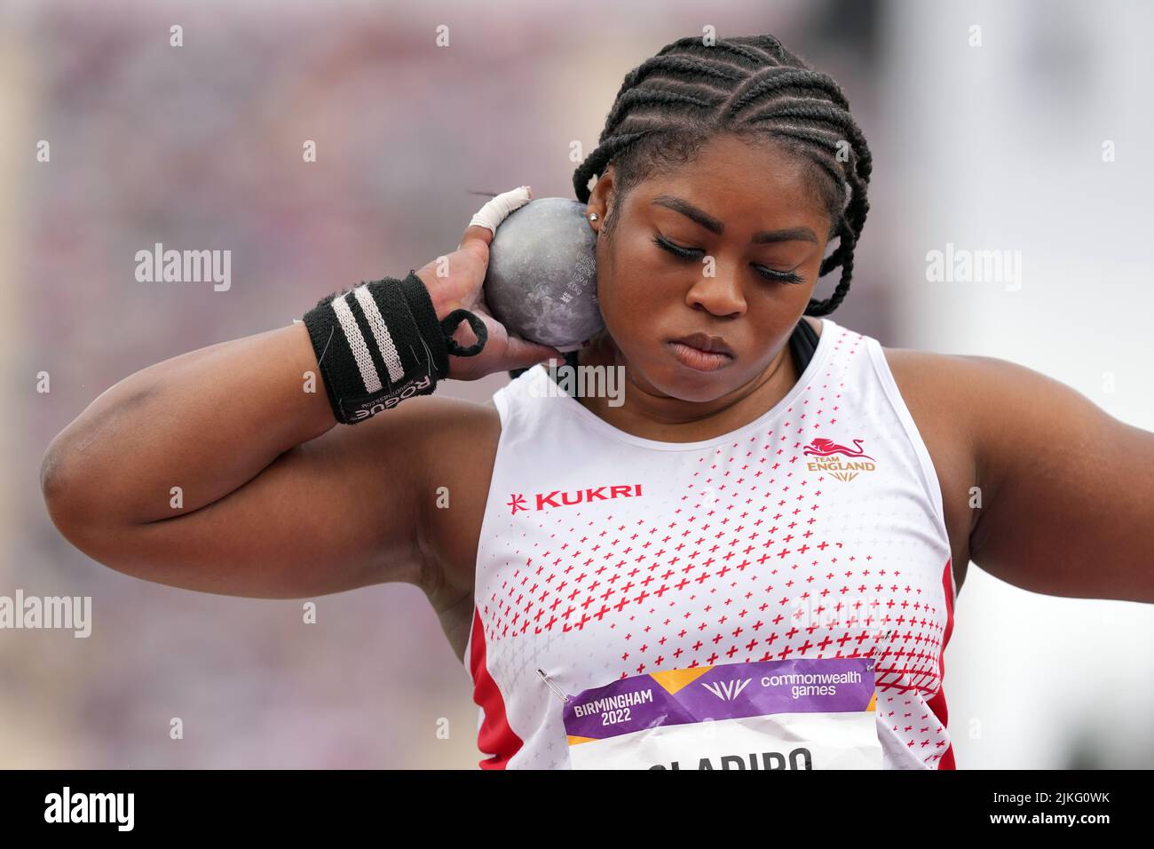 England’s Divine Oladipo competes in the Women's Shot Put Qualifying at Alexander Stadium on day five of the 2022 Commonwealth Games in Birmingham. Picture date: Tuesday August 2, 2022. Stock Photo