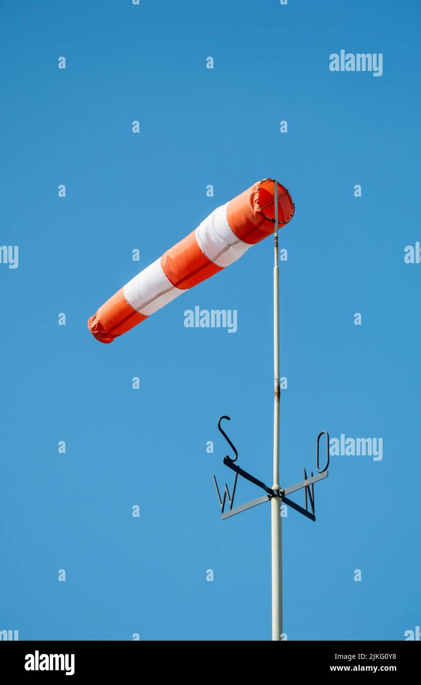 23.04.2022, Germany, Lower Saxony, Staffhorst - Windsock with cardinal points. 00A220423D122CAROEX.JPG [MODEL RELEASE: NOT APPLICABLE, PROPERTY RELEAS Stock Photo