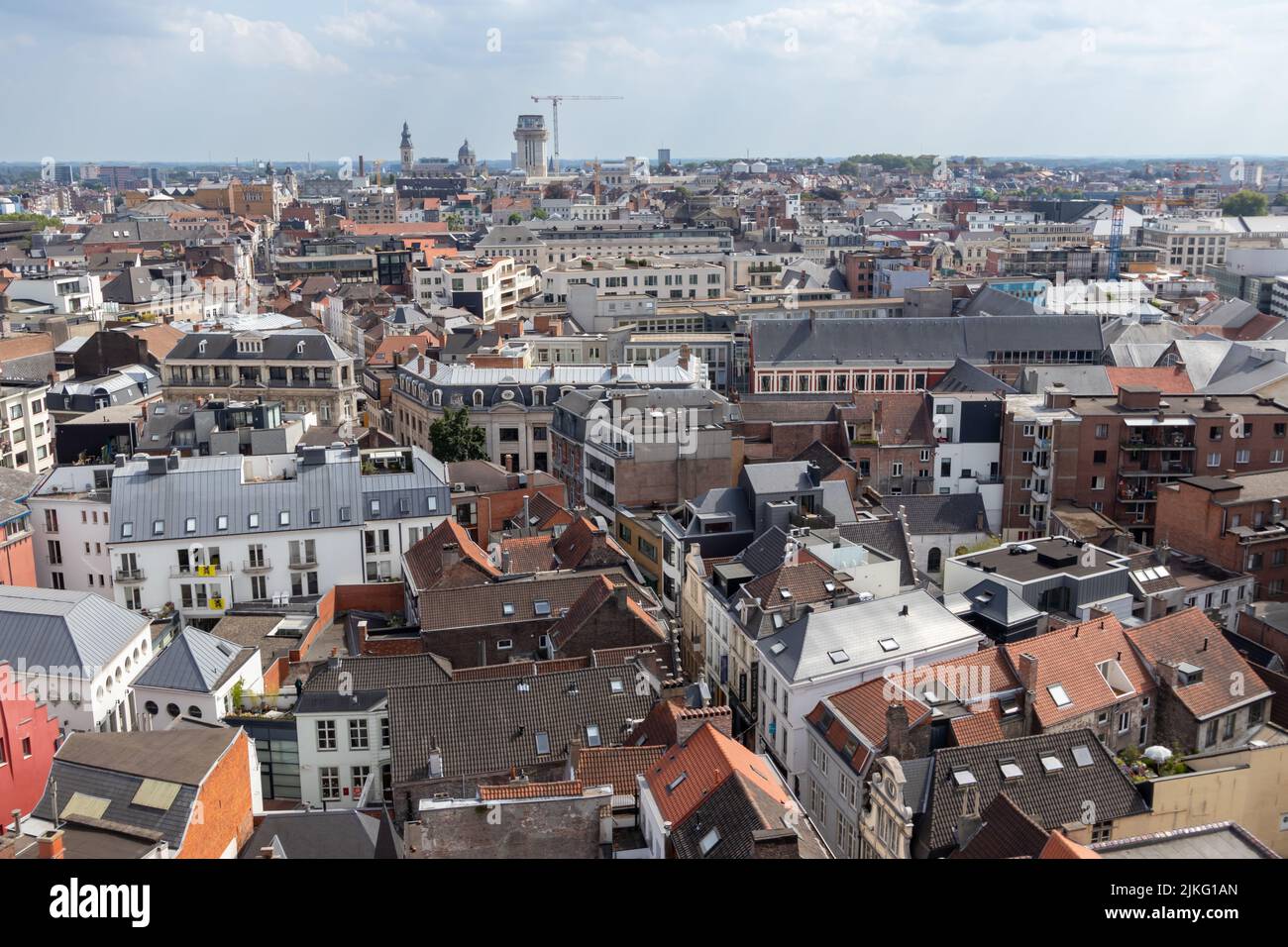 An aerial view of Ghent from Belfry Tower Stock Photo