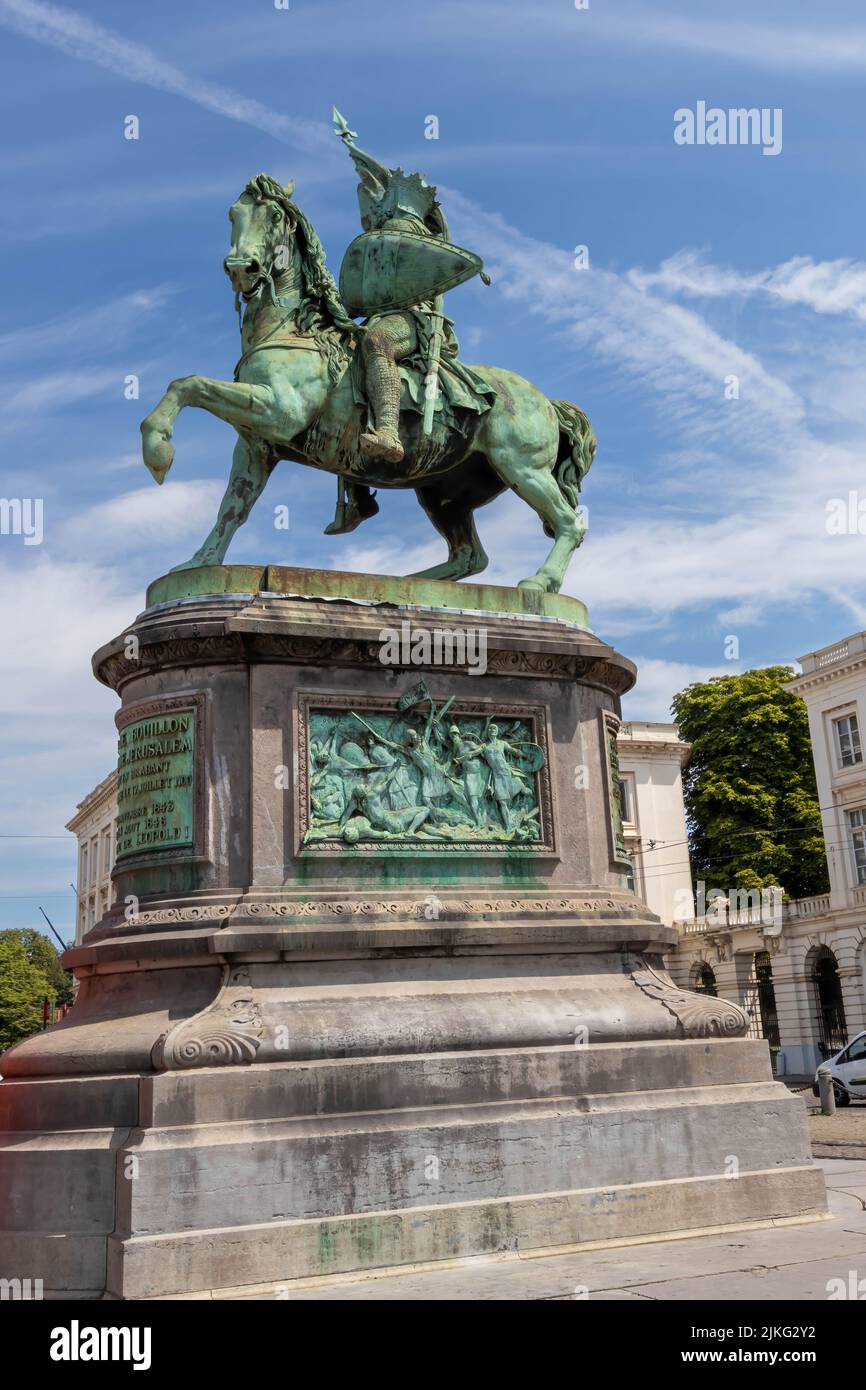 A monument to Godefroi de Bouillon, the first King of Jerusalem, Brussels, Belgium Stock Photo