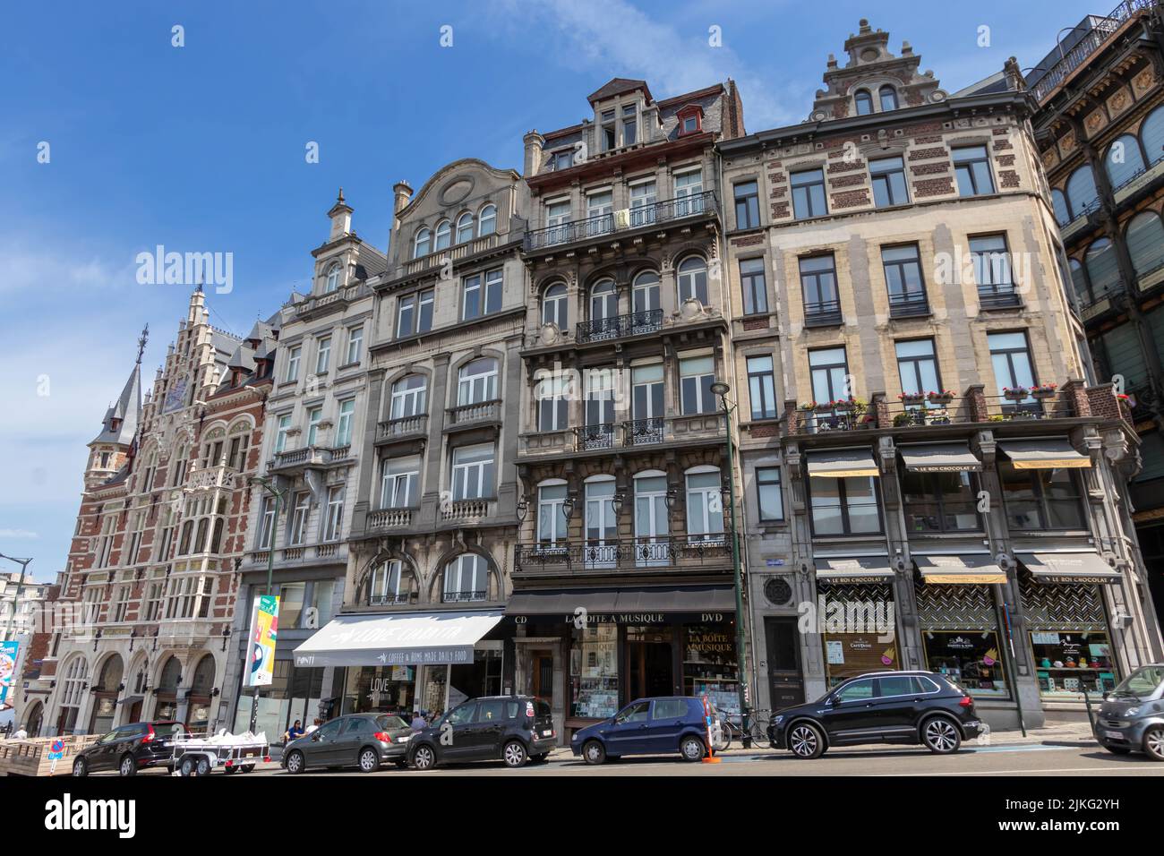Brussels, Belgium - July 17, 2018: Coudenberg Street at the intersection with rue du Musee Stock Photo
