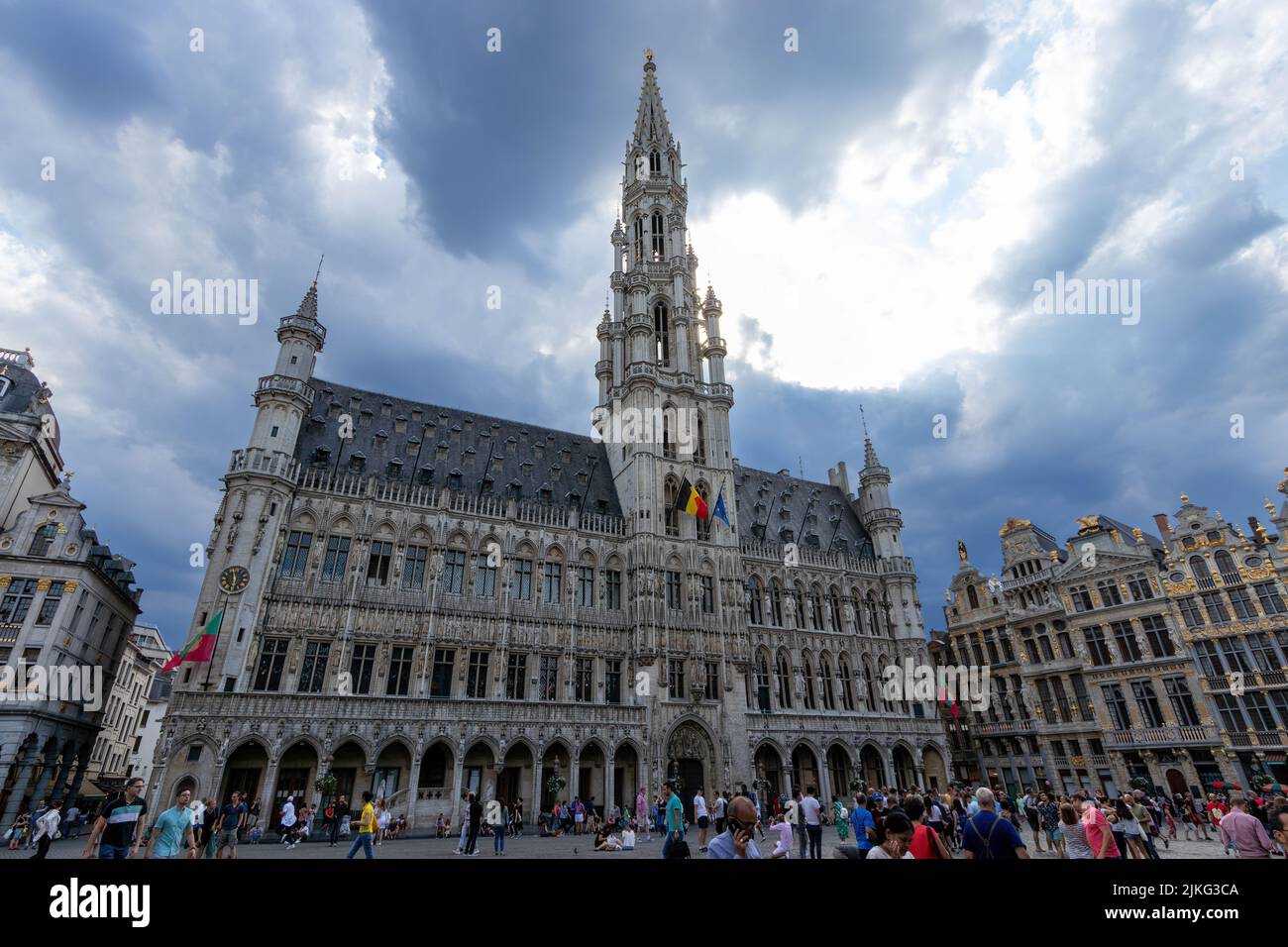 Brussels, Belgium - July 16, 2018: The historical Town Hall of Brussels Stock Photo