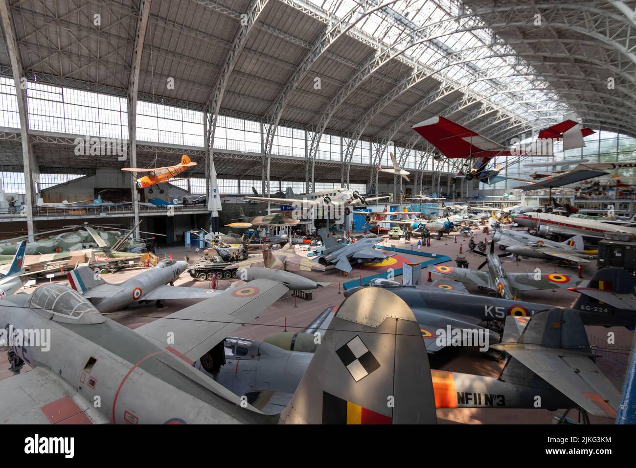 Brussels, Belgium - July 17, 2018: The aviation hall of the Royal Museum of the Armed Forces and Military History Stock Photo