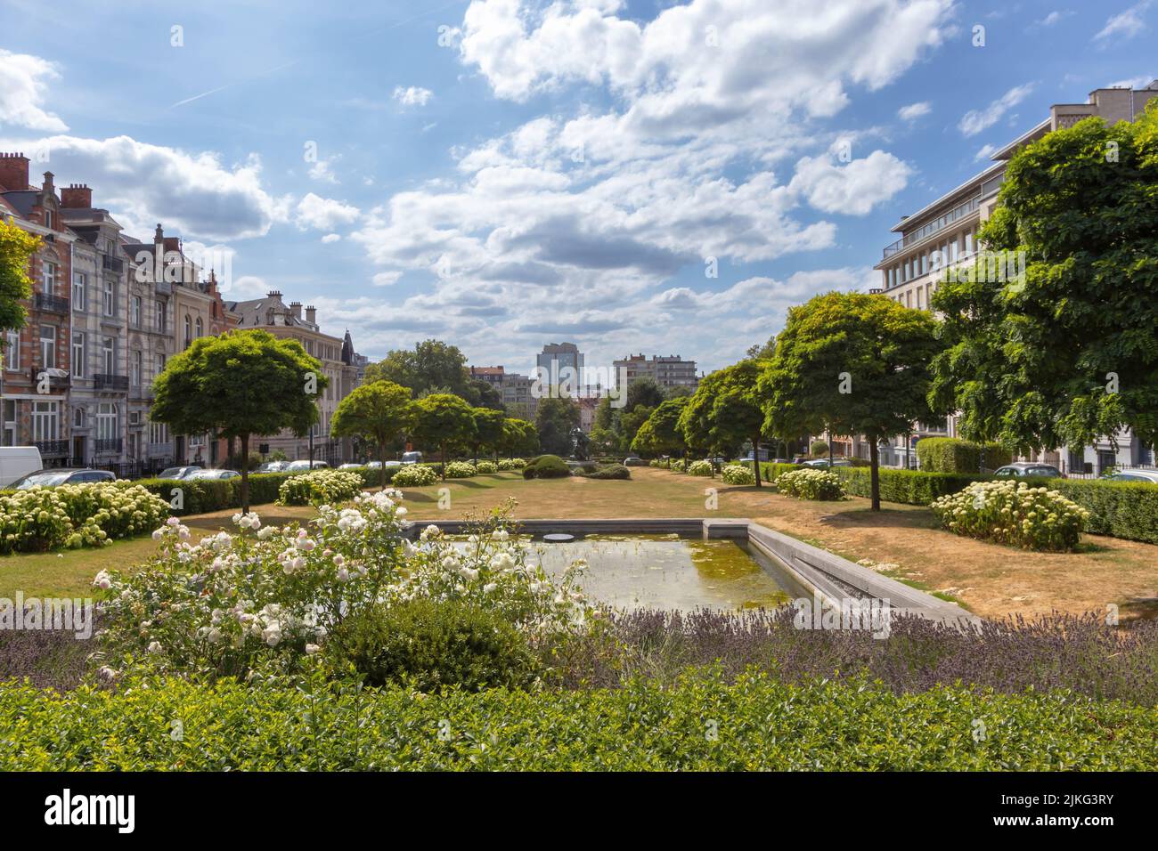 Les Bassins du Square Palmerston, a park in the City of Brussels, Belgium Stock Photo
