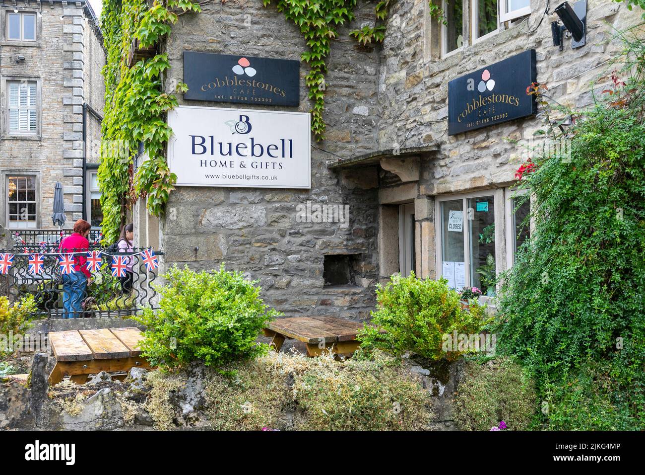 Grassington village in the Yorkshire Dales, Bluebell home and gifts shop store,Yorkshire,England,UK Stock Photo
