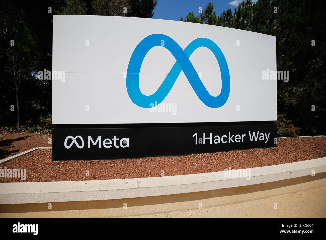Menlo Park, United States. 01st Aug, 2022. The logo of Meta is set up ...