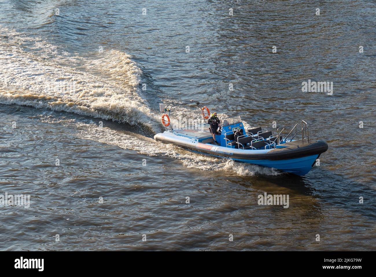 Thames Jet Extreme sightseeing speedboat on the River Thames, London Stock Photo