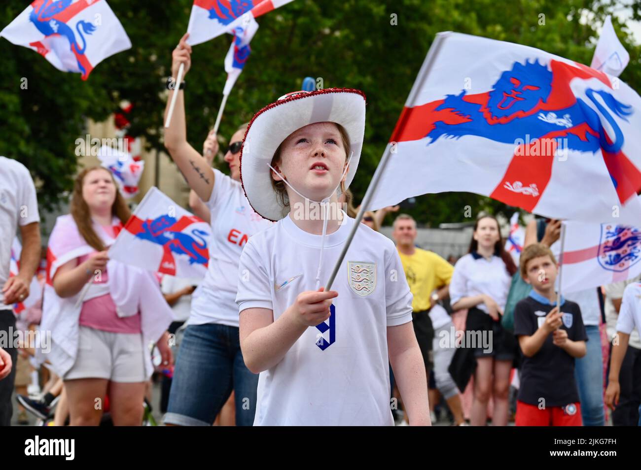 Victory celebrations for the Women's Euro 2022 Win. Trafalgar Square, London. UK Stock Photo