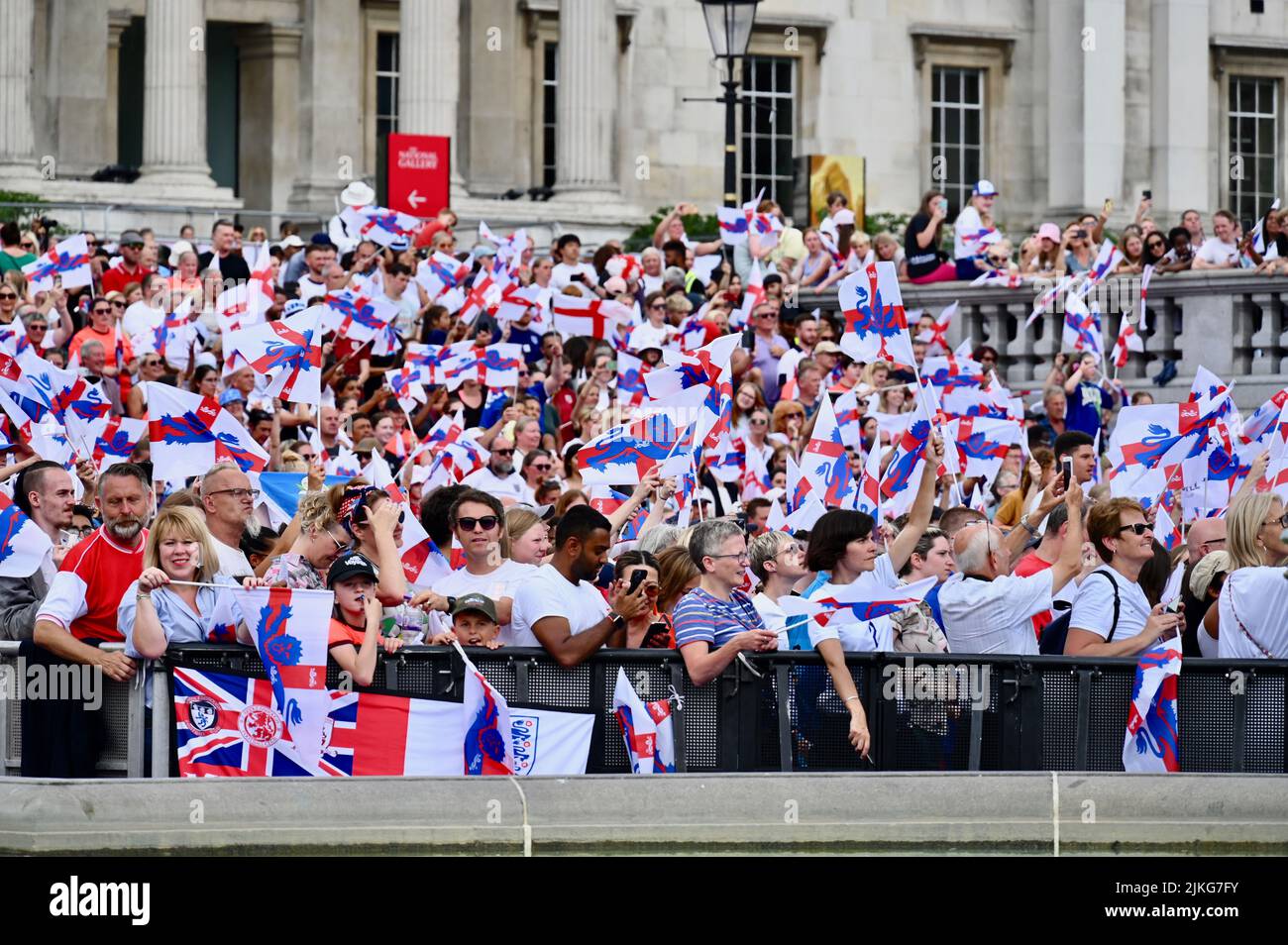 Victory celebrations for the Women's Euro 2022 Win. Trafalgar Square, London. UK Stock Photo