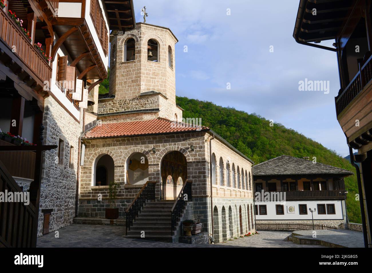 View of St John the Baptist Bigorski monastery on Macedonia Stock Photo